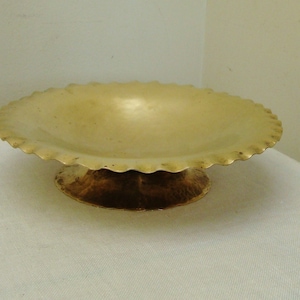 Vintage Handarbete Forssell Hammered Brass Compote
