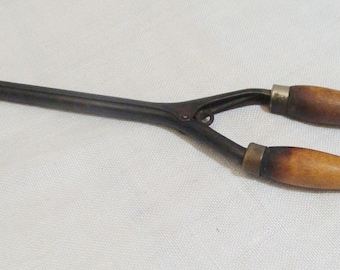 Vintage Antique Curling Iron - Wood Handles