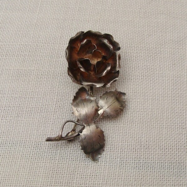 Vintage Taxco 925 Sterling Rose Brooch