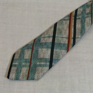 Vintage Green Plaid Mens Necktie - 1980s