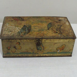 Vintage Artstyle Butterfly Metal Box - Tin Chocolate Candy Box