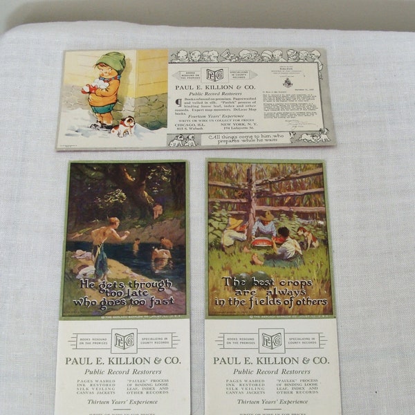 Vintage Lot of 3 Public Record Restorer Advertising Ink Blotter - Gerlach-Barklow Co.