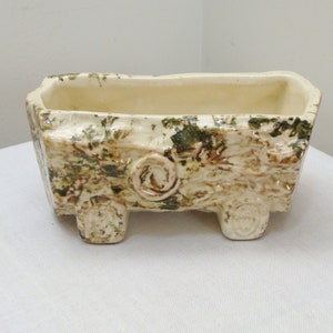 Vintage Log Planter - Multi-color Brown Olive Green
