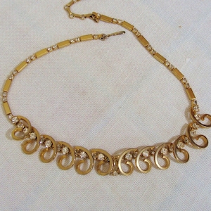 Vintage Gold Tone Rhinestone Choker Necklace