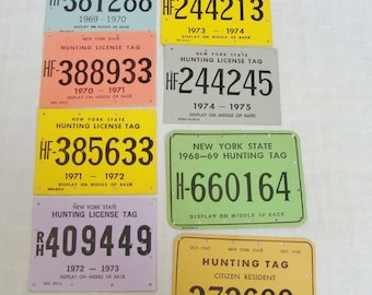 Vintage Lot of 8 Hunting Licenses