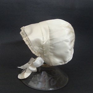 Vintage Antique Off-White Silk Baby Bonnet