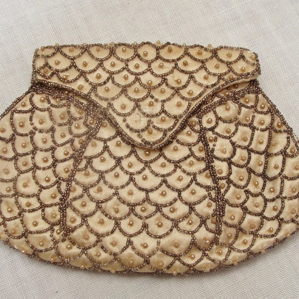 Vintage Beaded Clutch Purse - Made in France