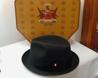 Vintage Knox Black Mens Fedora in Hatbox