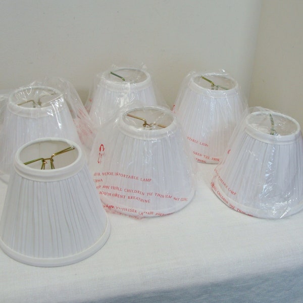 Vintage Set of 6 White Pleated Cloth Lampshades