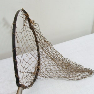 Large Antique Salmon Fishing Net, Landing Net, Bamboo Handle