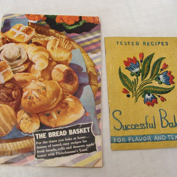 Vintage Lot of 2 Fleischmann Yeast Bread Basket & Arm and Hammer Baking Soda Cook Booklets