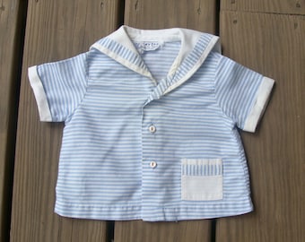 Vintage Childs Sailor Shirt - Blue & White Striped