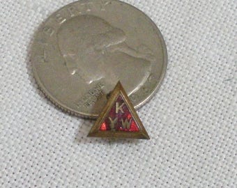 Vintage KYW Red Enamel Triangle Pin