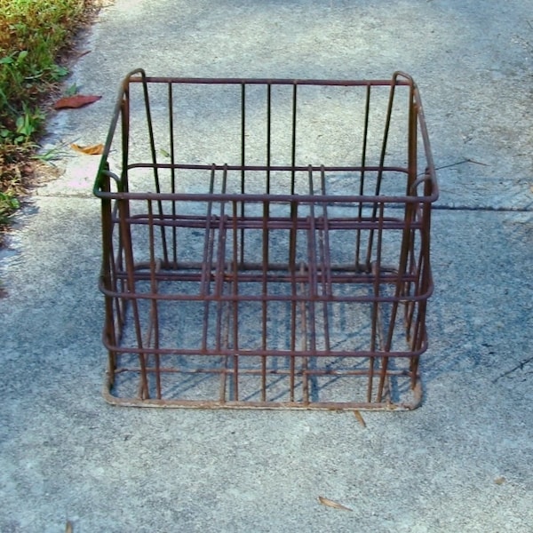 Vintage Wire Milk Crate - Dairy Delivery Crate