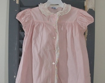 Vintage Pink Baby Dress with Eyelet - Tiny-Mites Frocks