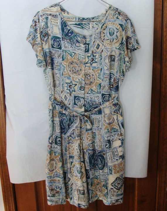 Vintage Womens Abstract Print Romper - Size L/XL