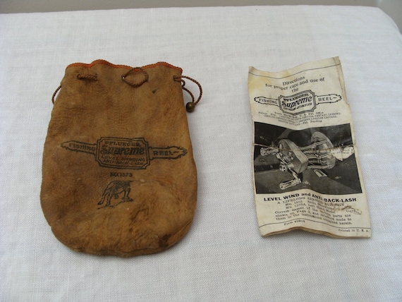 Vintage Pflueger Supreme Fishing Reel Pamphlet and Carry Bag