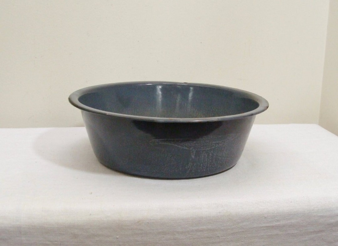 Vintage Gray Graniteware Basin Granite Ware Dish Pan Etsy