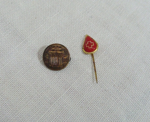 Vintage Lot of 2 Blood Donor Pins - image 1