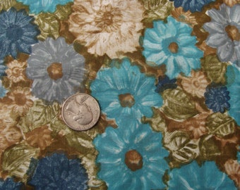 Vintage Teal Floral Cotton Fabric - 4.5 yards