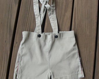 Vintage Khaki Shortalls with Plaid Piping - An Oxford Product