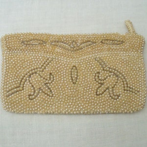 Vintage White Beaded Tulip Evening Bag - Made in Japan