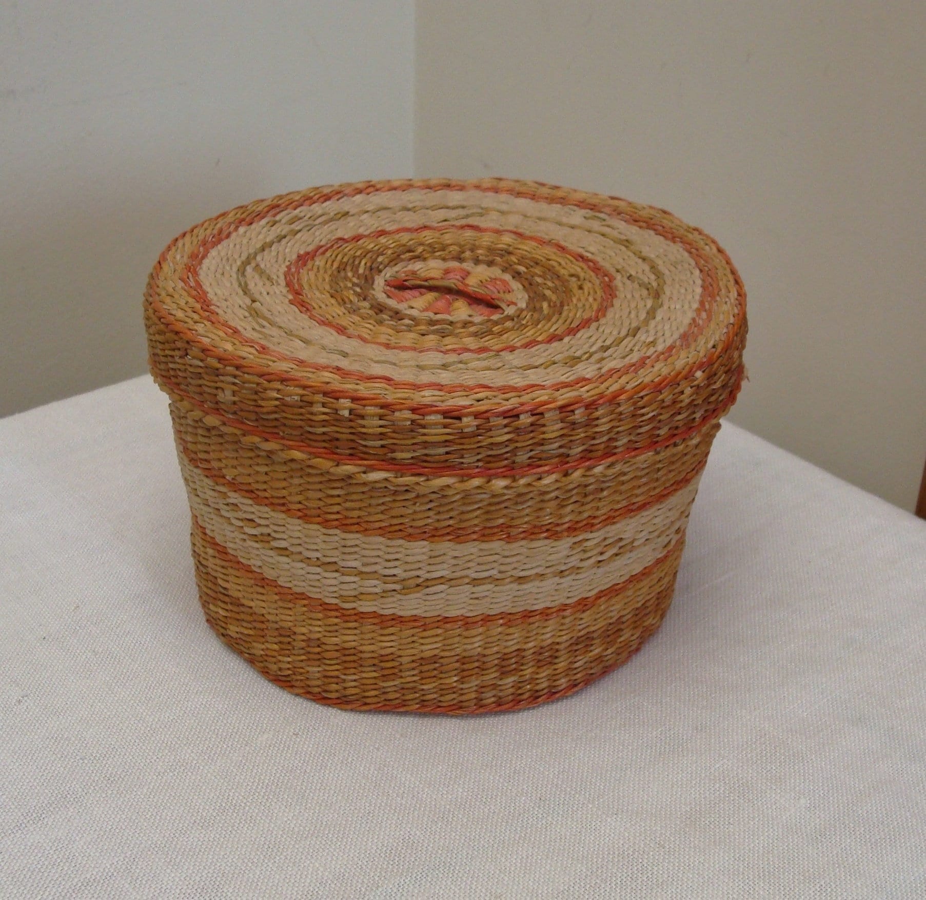 Sweetgrass Flat Lidded Basket