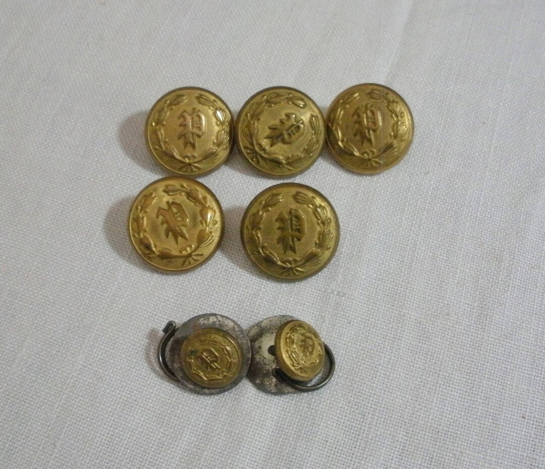 Vintage Lot of 7 Gold Brass Police Buttons- Monogram P in Two Sizes - Etsy