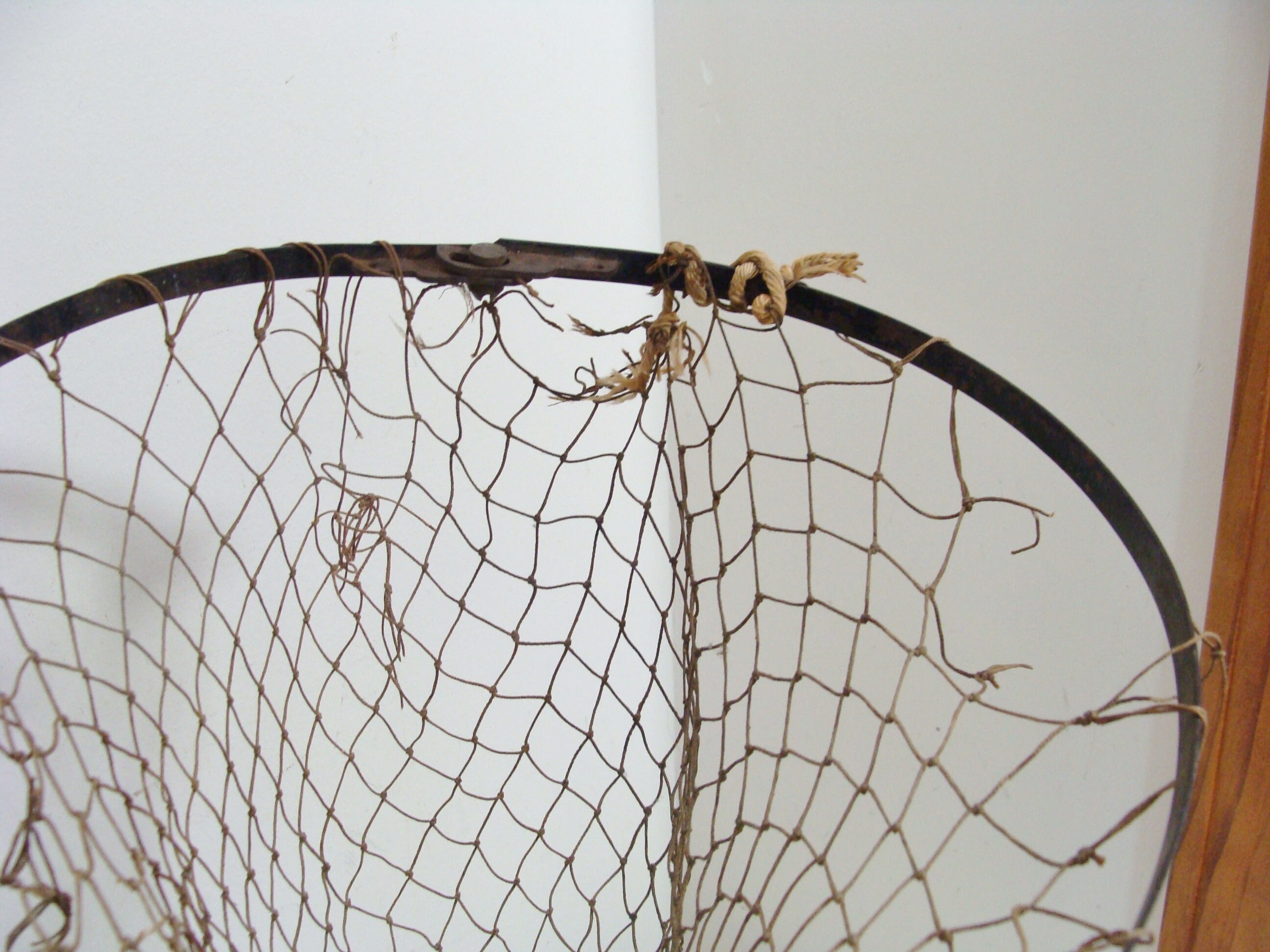Vintage Antique Metal Ring Fishing Net Bamboo Handle -  Singapore