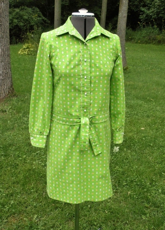 Vintage 1960s Green Mod Hip Hugger Dress - Corky C