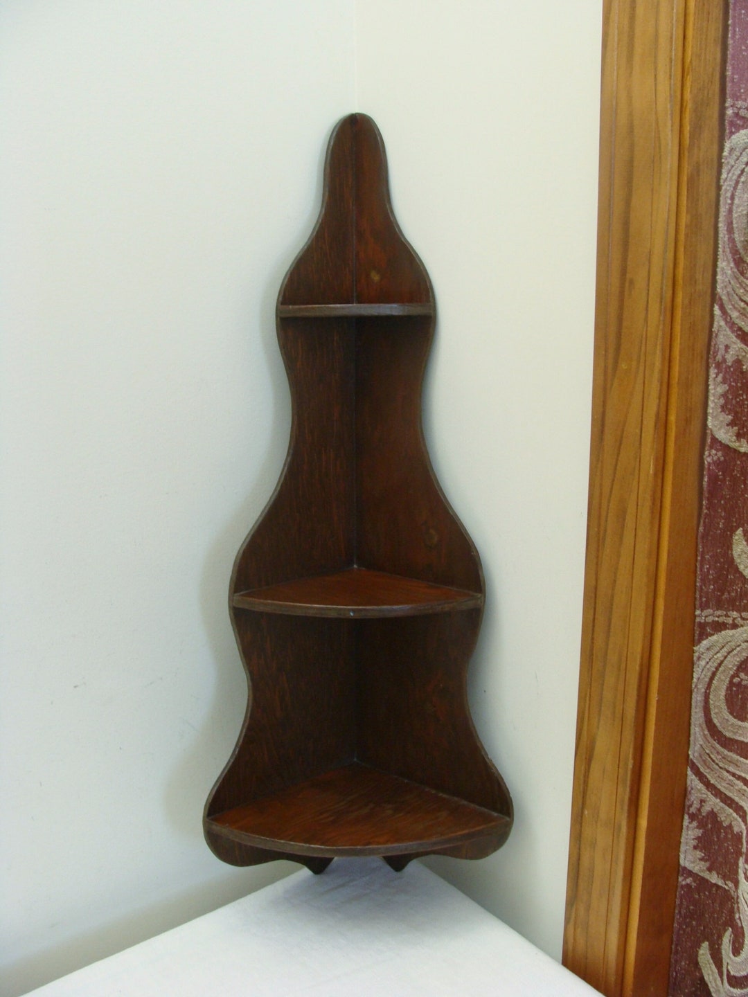 Vintage Wood Corner Shelf Depression Era Etsy