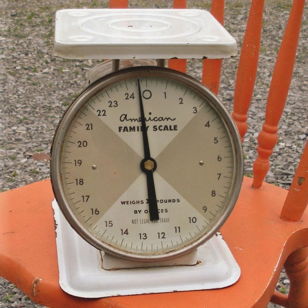 Vintage Primitive White Metal Family Scale