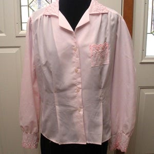 Vintage Rhapsody Pink Eyelet Blouse - Size Large