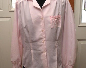 Vintage Rhapsody Pink Eyelet Blouse - Size Large
