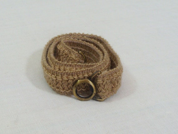 Vintage Beige Stretch Belt With Antique Gold Tone Buckle - Etsy display picture 1