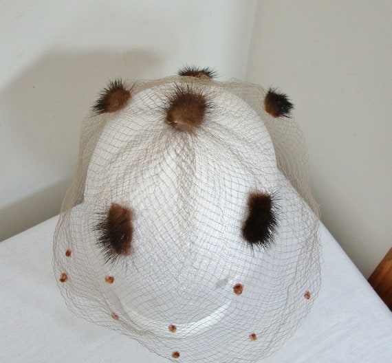Vintage Ladies Mink Veil Fascinator Hat - Womens Hat Veil - Etsy display picture 1
