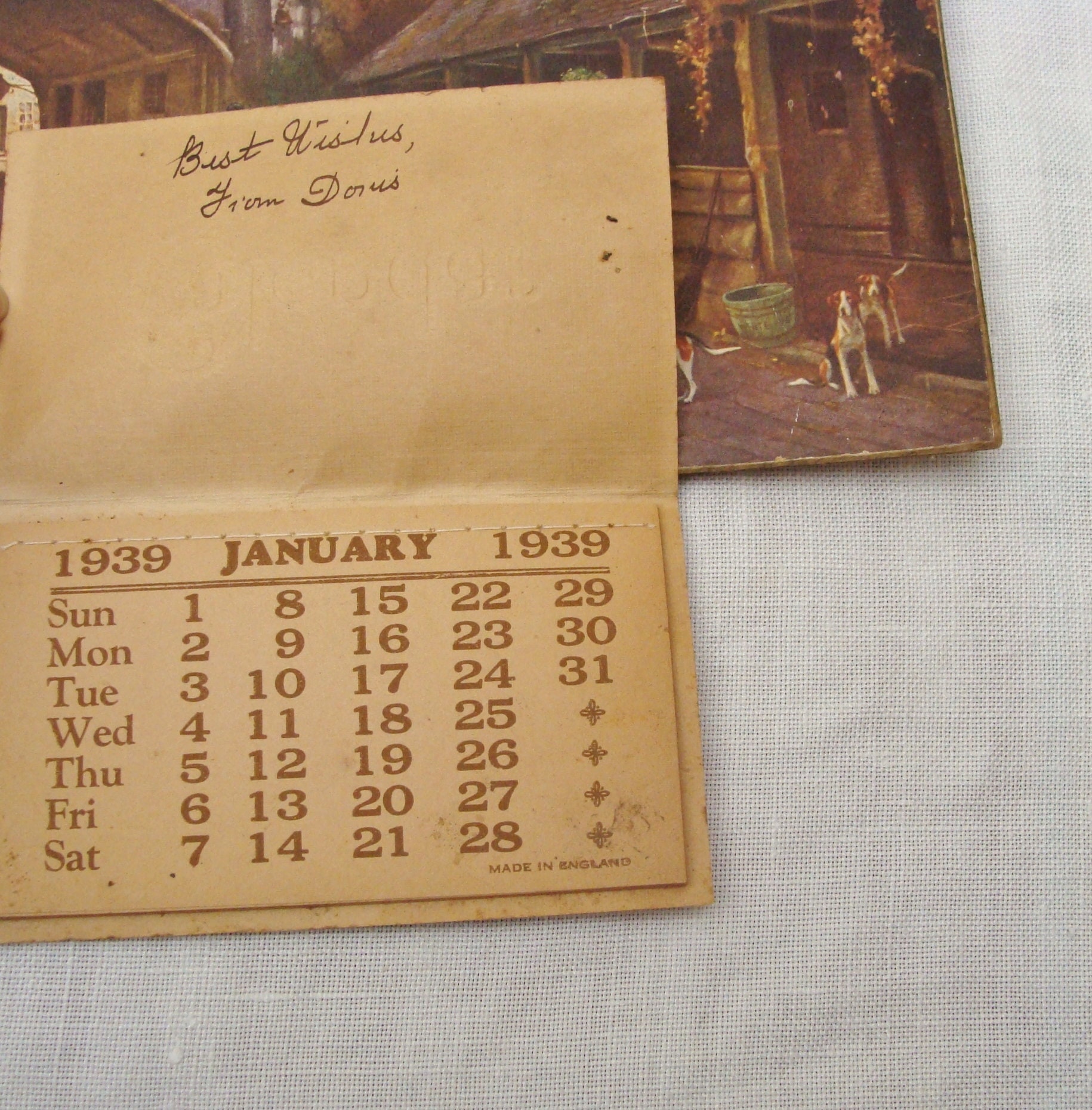 Vintage 1939 Old English Picture with Calendar Etsy