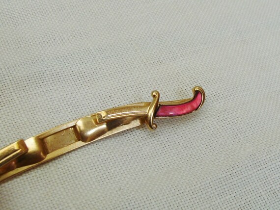 Vintage Swank Red Enamel Sword Tie Bar - image 3