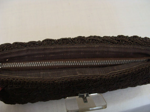 Vintage Corde Brown Clutch Purse with Lucite Clasp - image 6