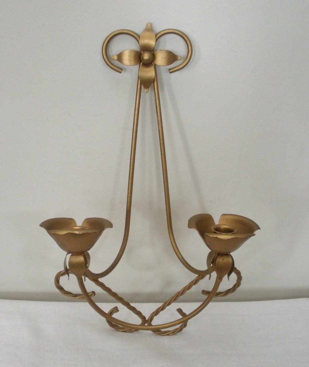 Vintage Gold Candle Sconce Double Candle Etsy