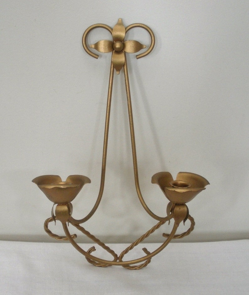 Vintage Gold Candle Sconce Double Candle Etsy