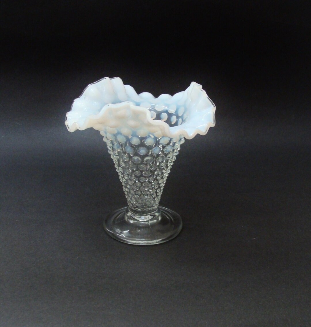 Vintage Fenton French Opalescent Crimped Hobnail Vase - Etsy