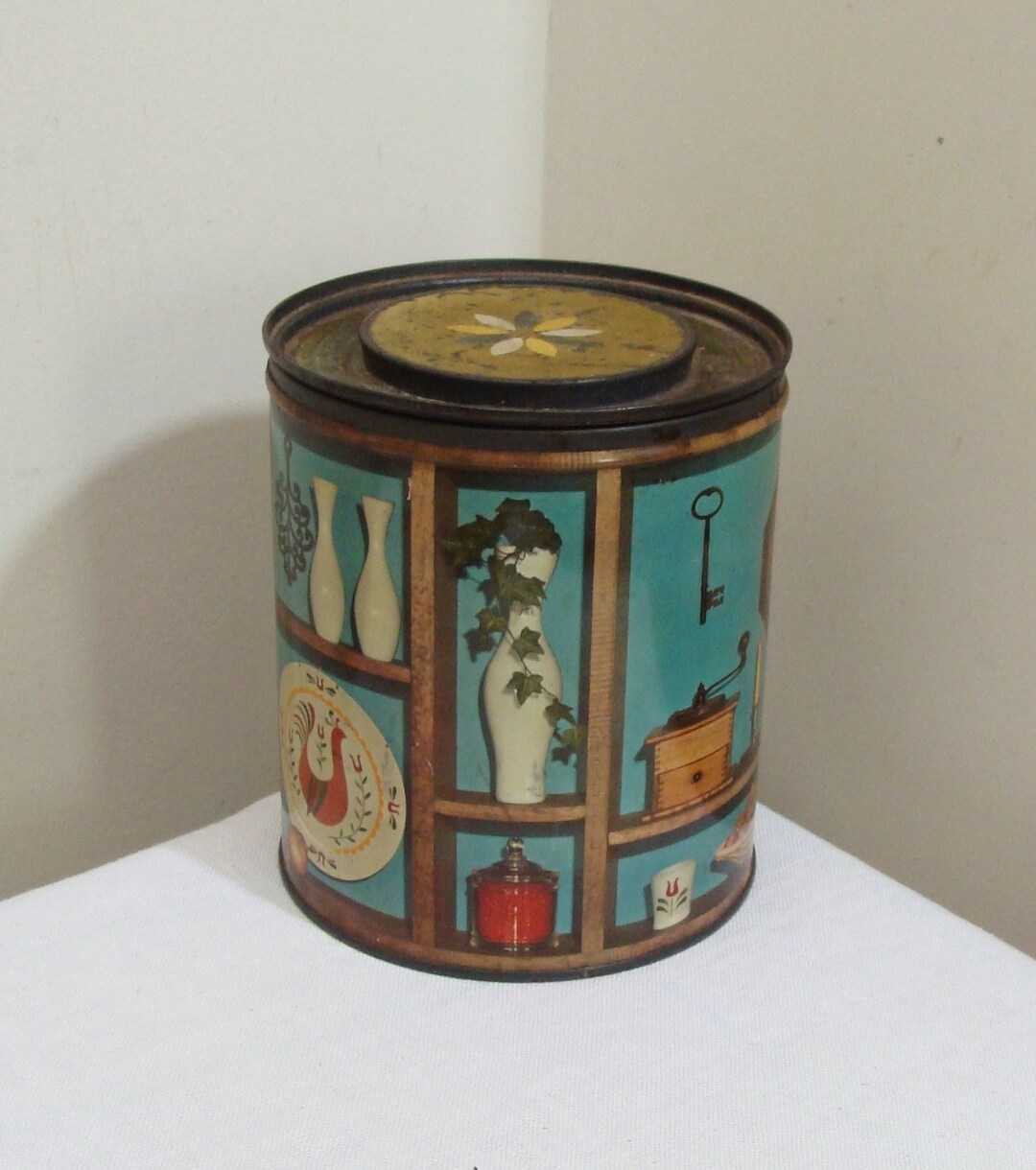 Vintage Proctor & Gamble Fluffo Shortening Tin Kitchen Scene Items Etsy