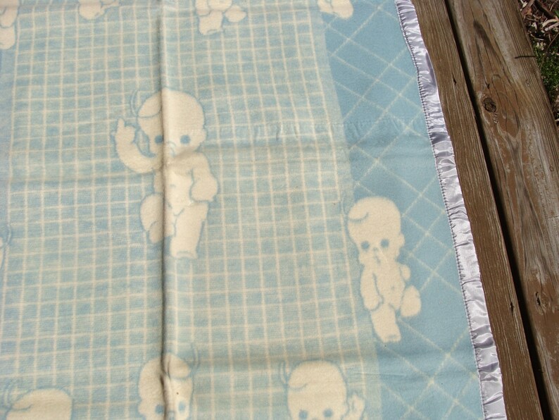Vintage Baby Pepperell Blue Crib Blanket Blue and Cream New Etsy