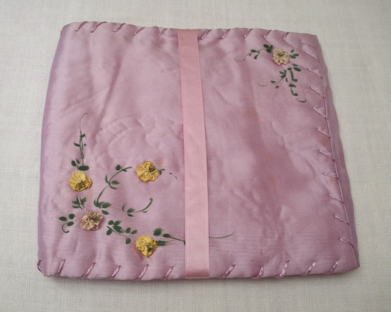 Vintage Lavender Satin Lingerie Holder - image 1