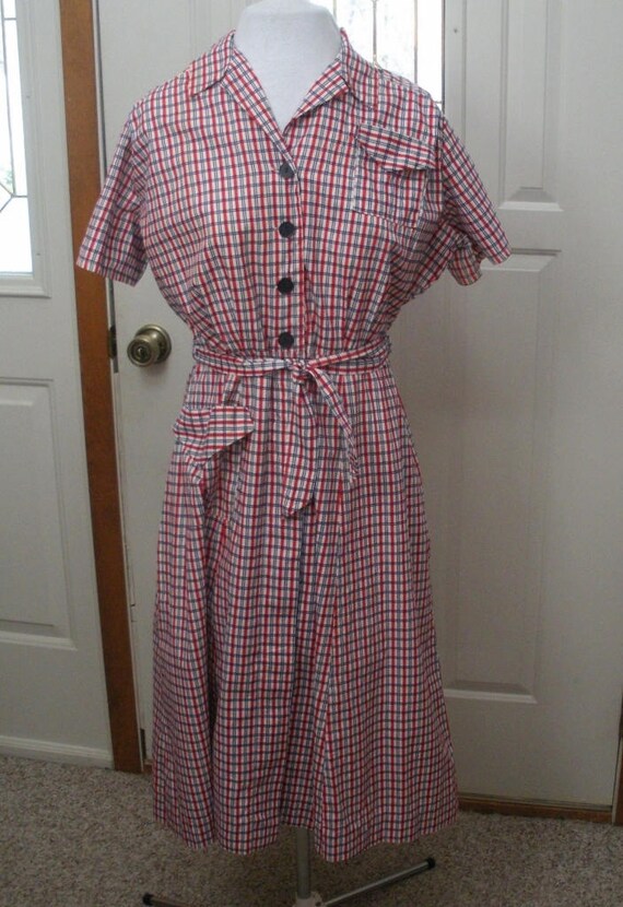 Vintage Princess Peggy Red White Blue Dress- Cotto