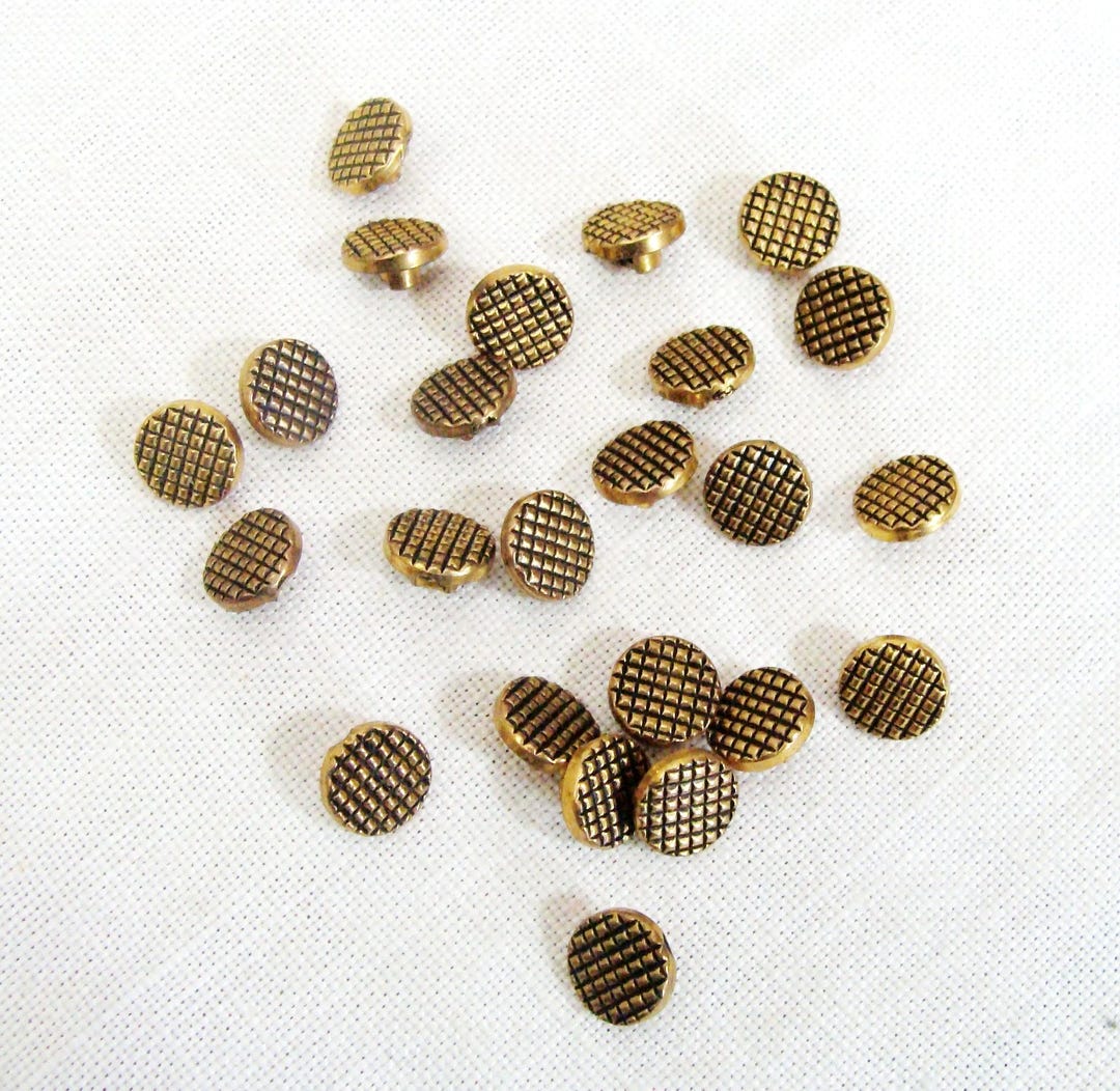 Vintage Set of 24 Gold Tone Buttons - Textured Squares Design - Etsy