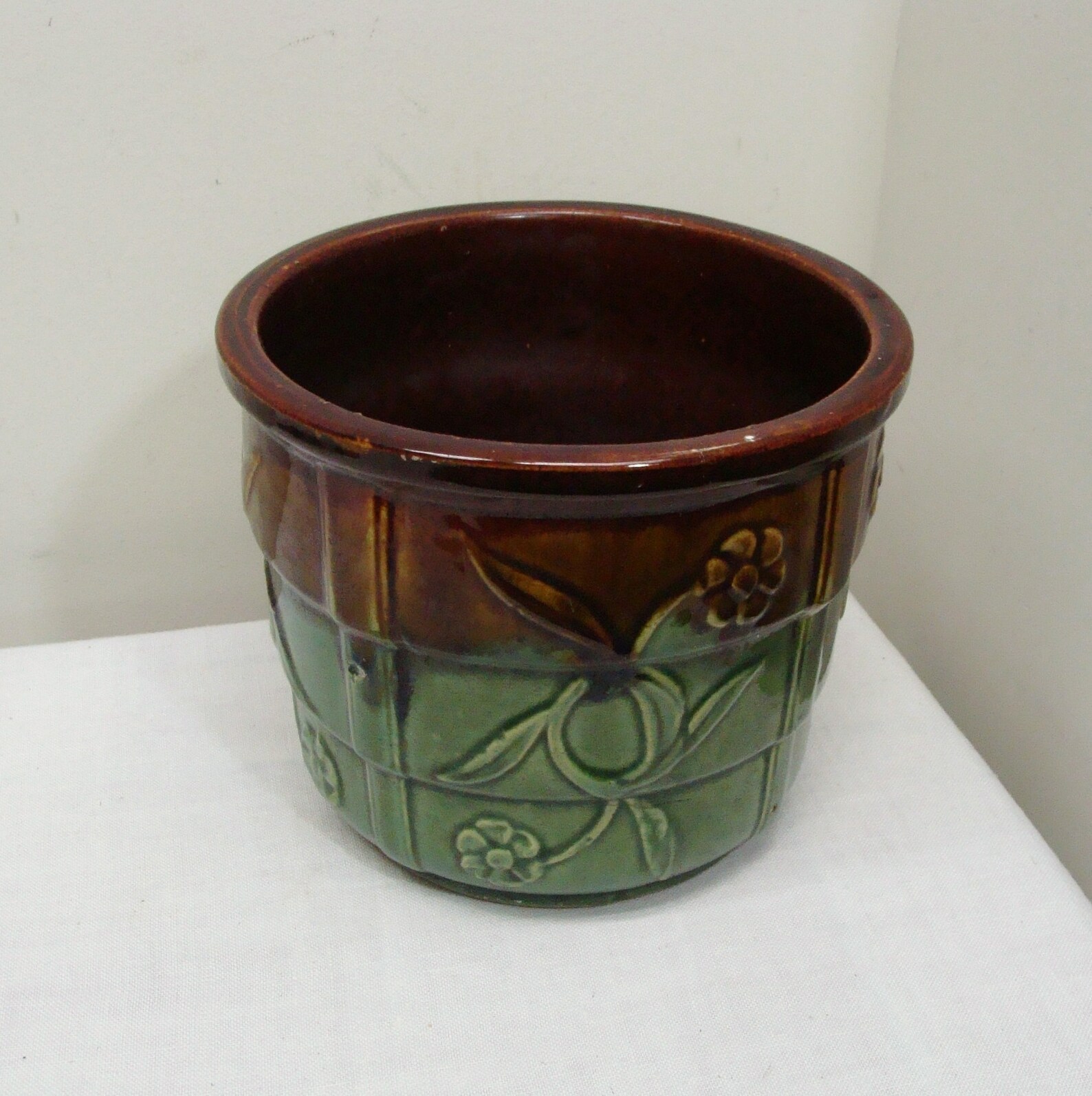 Vintage McCoy Brown & Green Jardiniere Flower Pot | Etsy