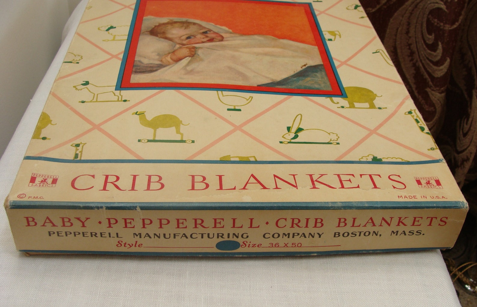 Vintage Baby Pepperell Blue Crib Blanket Blue and Cream New Etsy