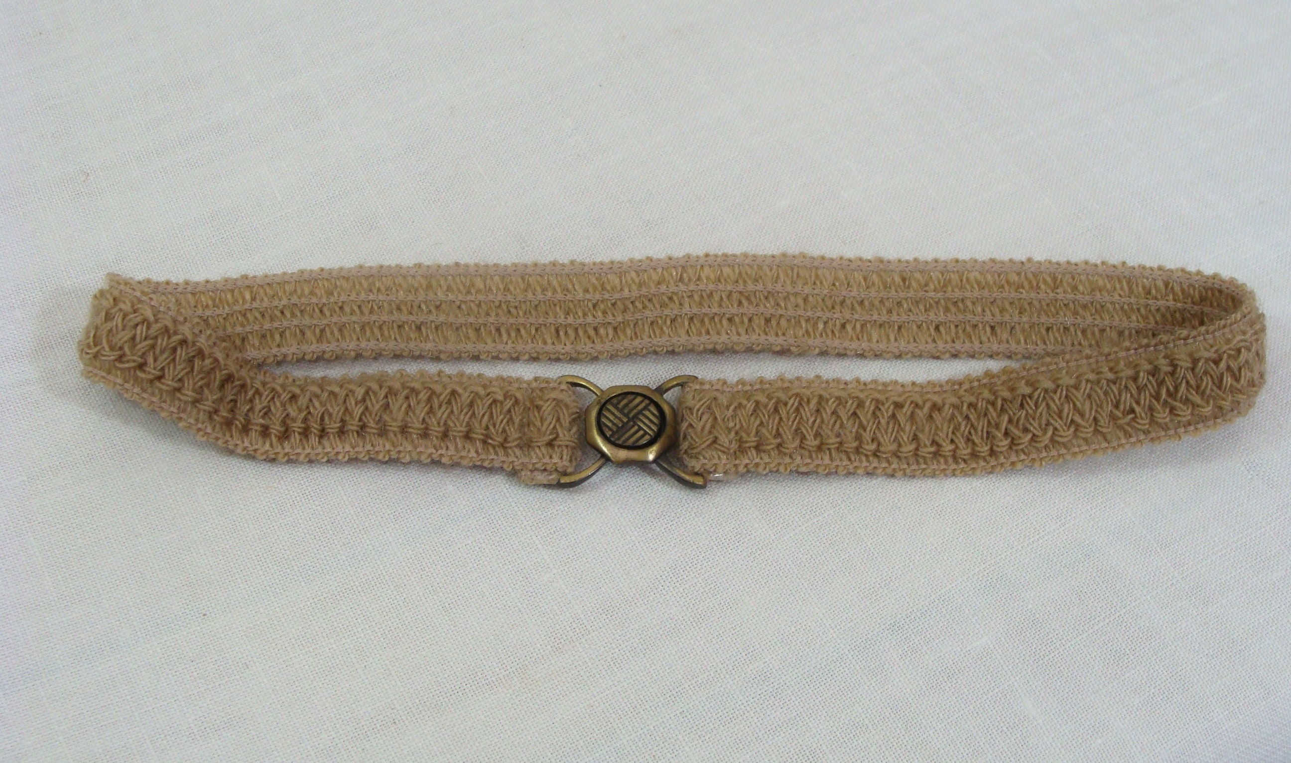 Vintage Beige Stretch Belt With Antique Gold Tone Buckle - Etsy